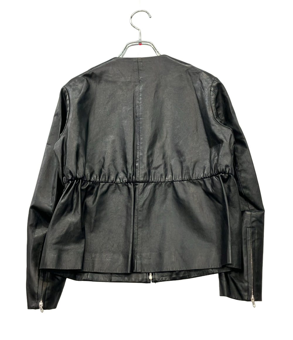 Drawer ノーカラージャケット シングルライダース レザー セレクトショップ レディース SIZE 36 (XS) ドゥロワー