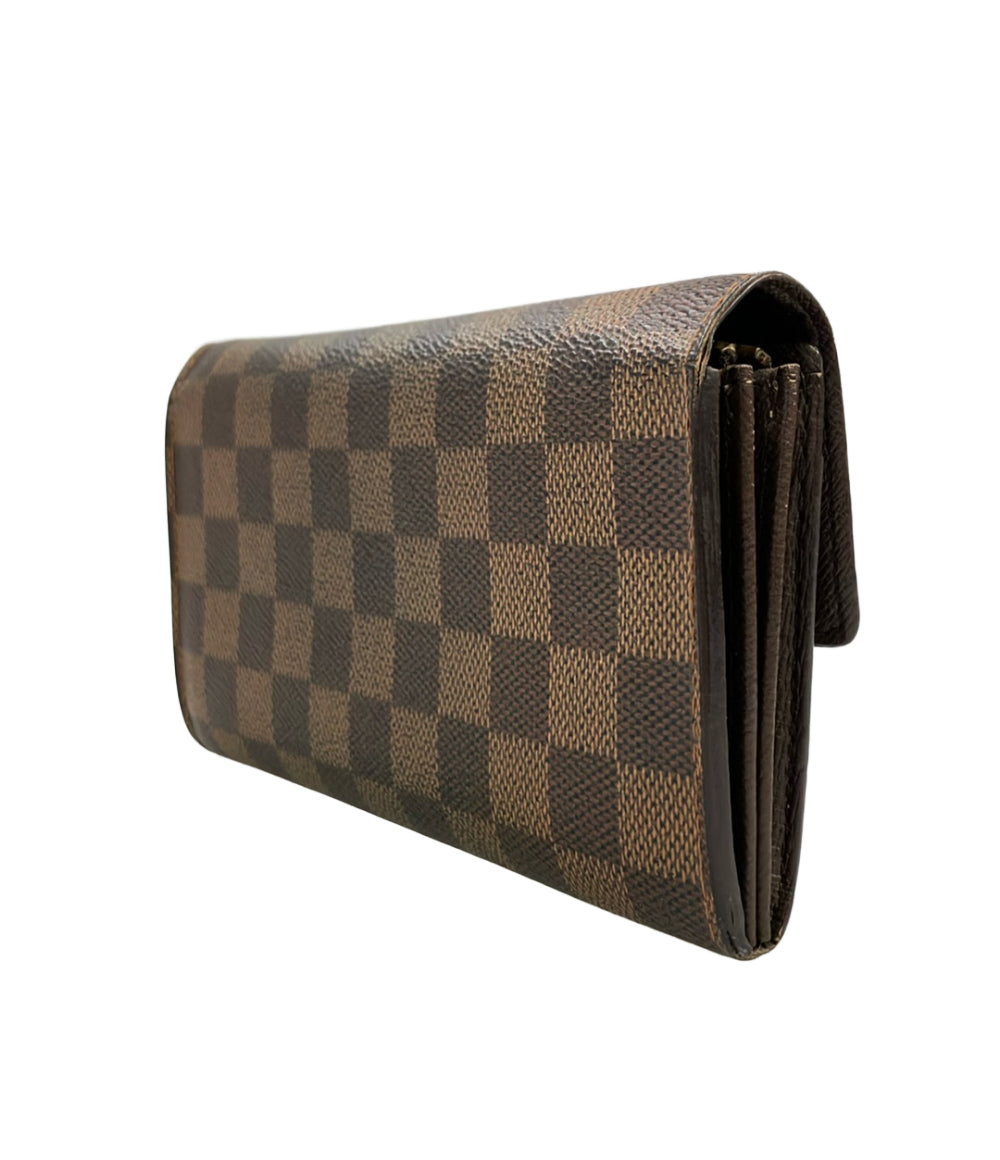 LOUIS VUITTON 長財布 ポシェット ポルト モネ クレディ ダミエ エベヌ