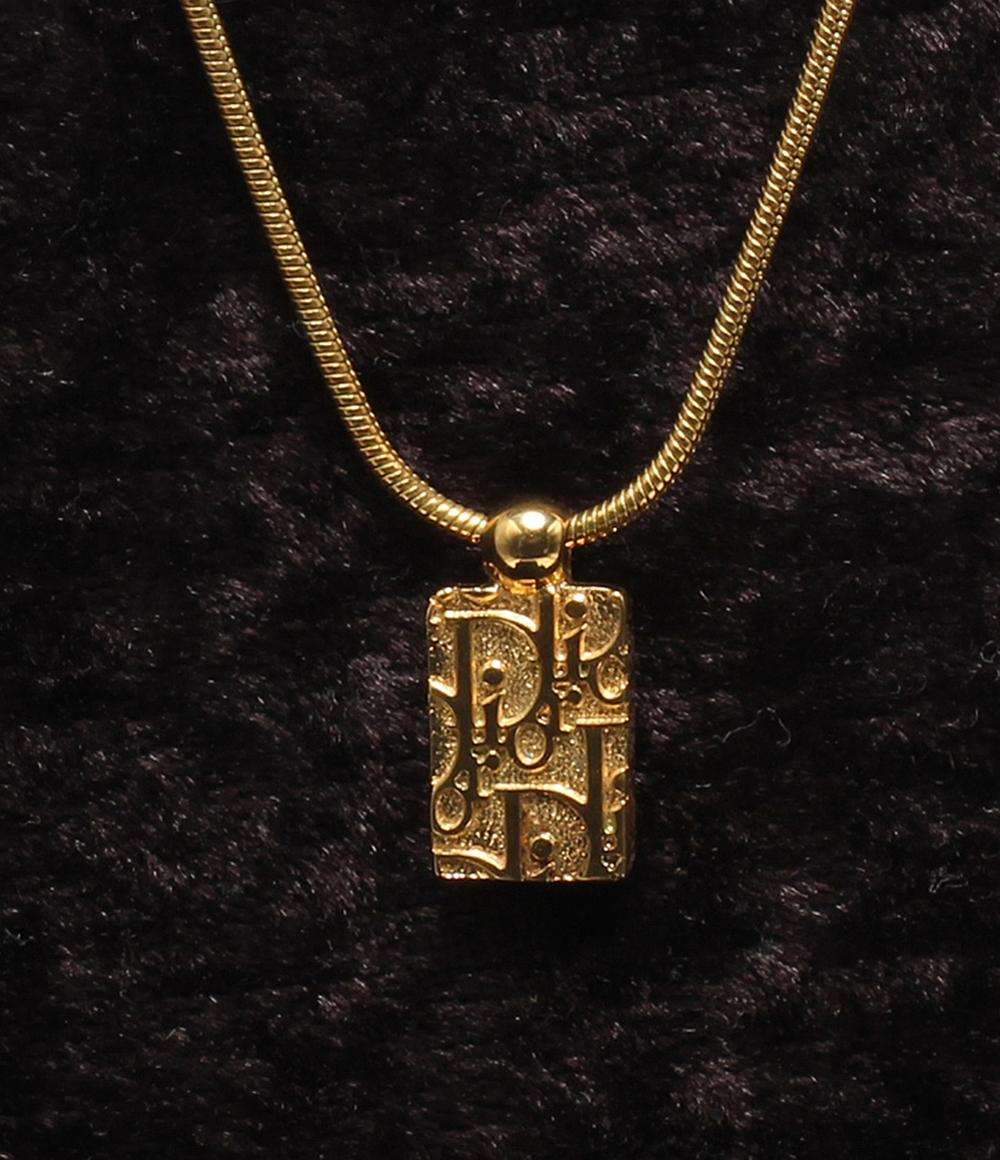 Christian Dior ネックレス トロッタープレート ロゴ ラインストーン レディース クリスチャンディオール