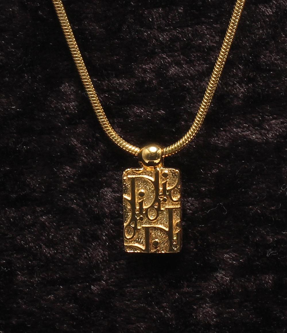 Christian Dior ネックレス トロッタープレート ロゴ ラインストーン レディース クリスチャンディオール