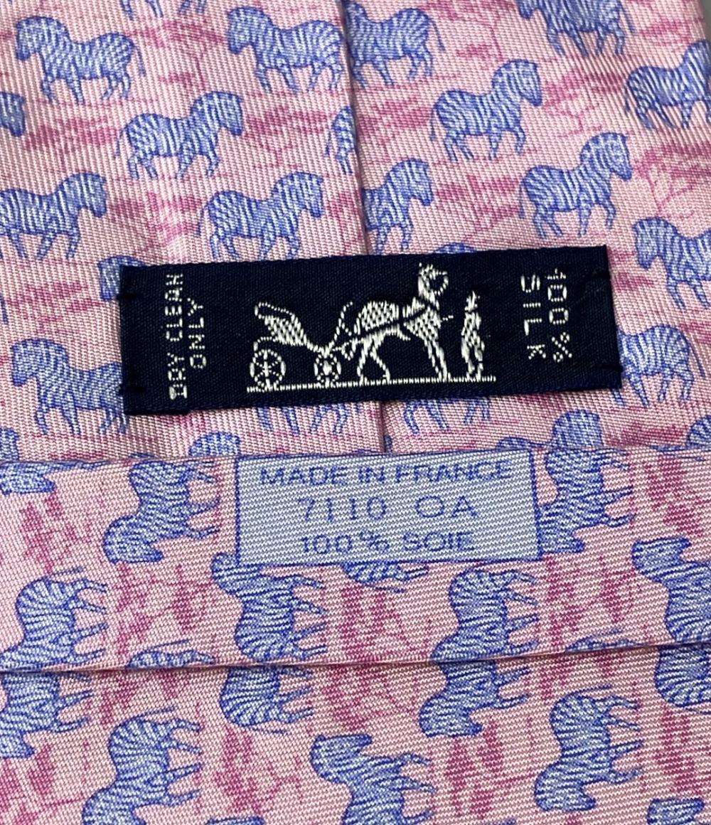 美品 エルメス ネクタイ シルク100% しまうま柄 メンズ HERMES