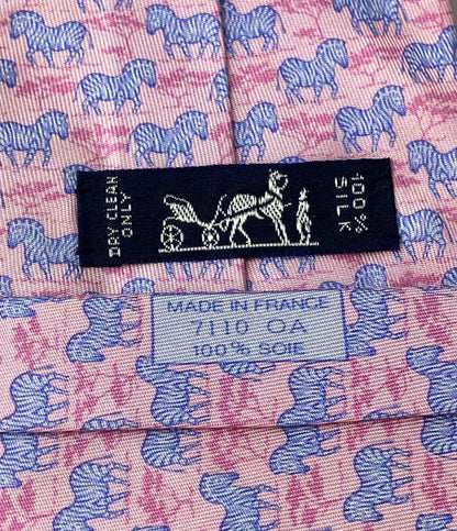 美品 エルメス ネクタイ シルク100% しまうま柄 メンズ HERMES