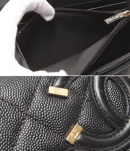 CHANEL 長財布 ゴールド金具 CCフィグリー キャビアスキン A84448 レディース シャネル