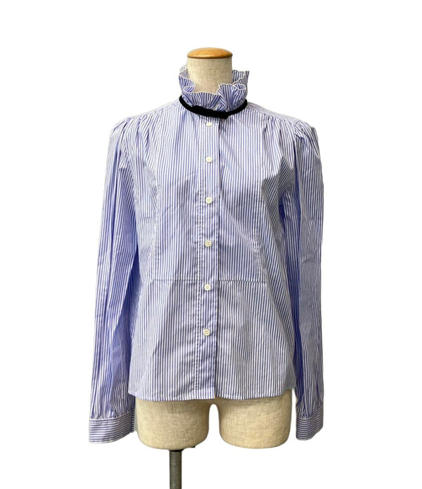 miumiu　ストライプ　コットンシャツ 裾フリル miumiuストライプコットンシャツ 裾フリル