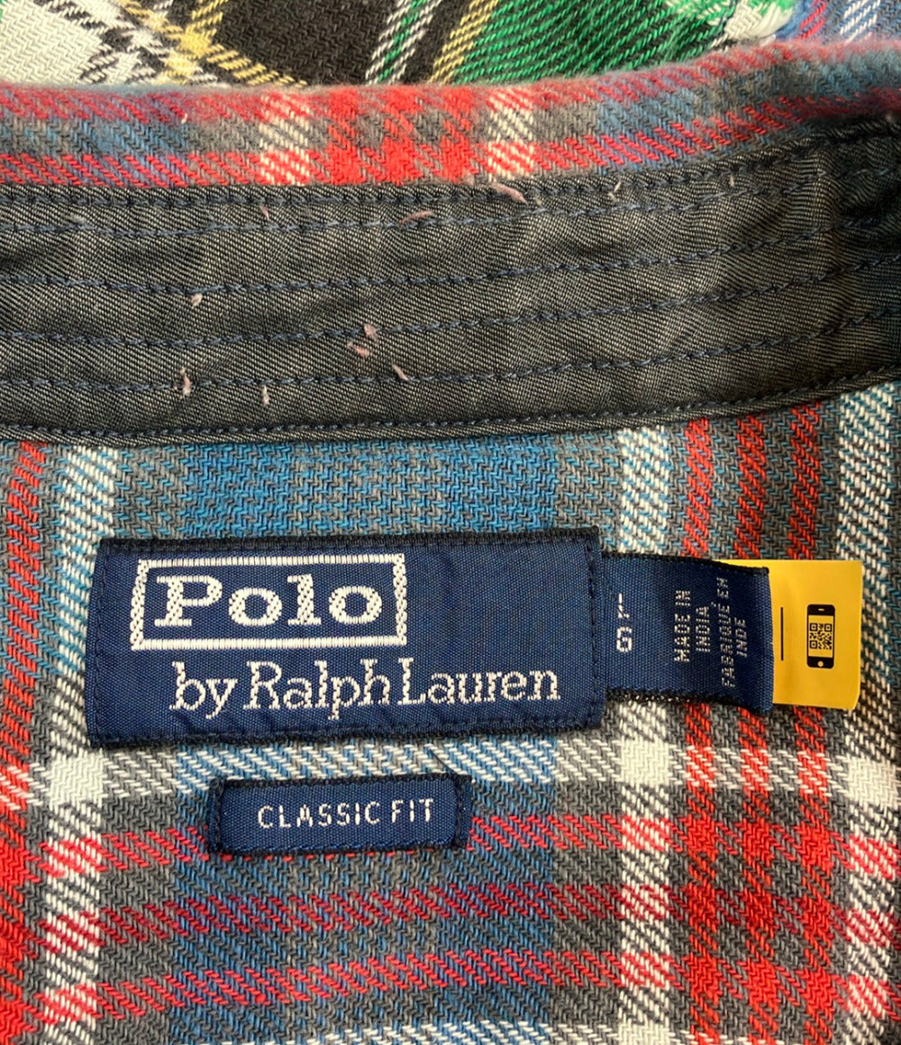 POLO RALPH LAUREN 長袖 パッチワーク チェックシャツ メンズ SIZE L ポロ・ラルフローレン