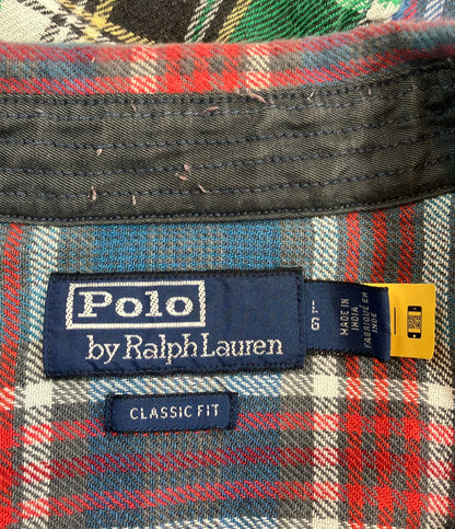 POLO RALPH LAUREN 長袖 パッチワーク チェックシャツ メンズ SIZE L ポロ・ラルフローレン
