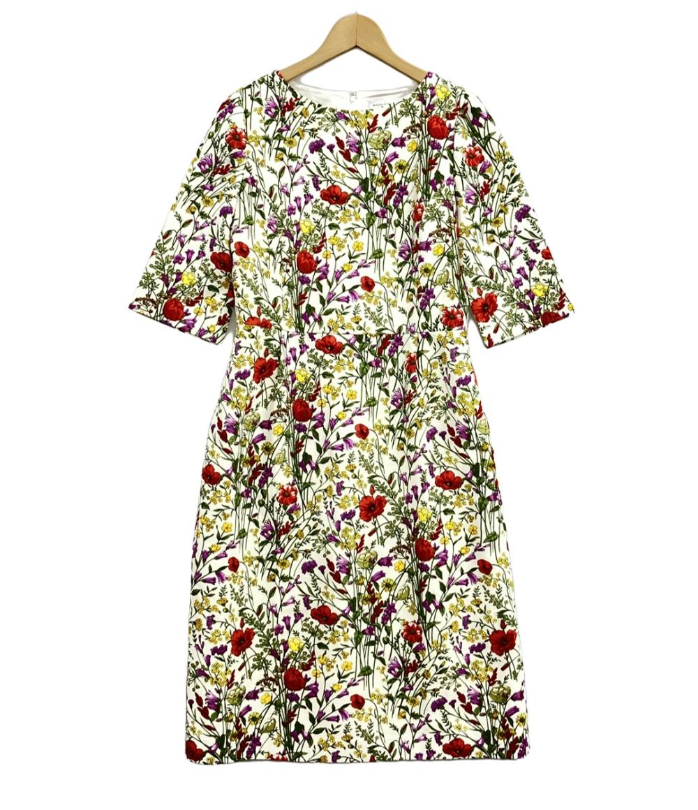 美品 マッキントッシュ ロンドン 七分袖ワンピース 花柄 レディース SIZE 38 (M) MACKINTOSH LONDON