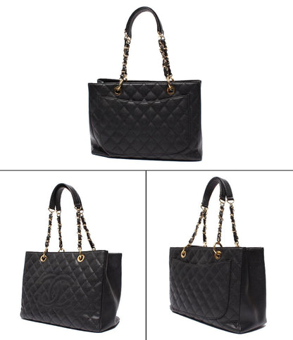 CHANEL チェーンショルダーバッグ  GSTトートバッグ 肩掛け マトラッセ ゴールド金具 キャビアスキン レディース シャネル