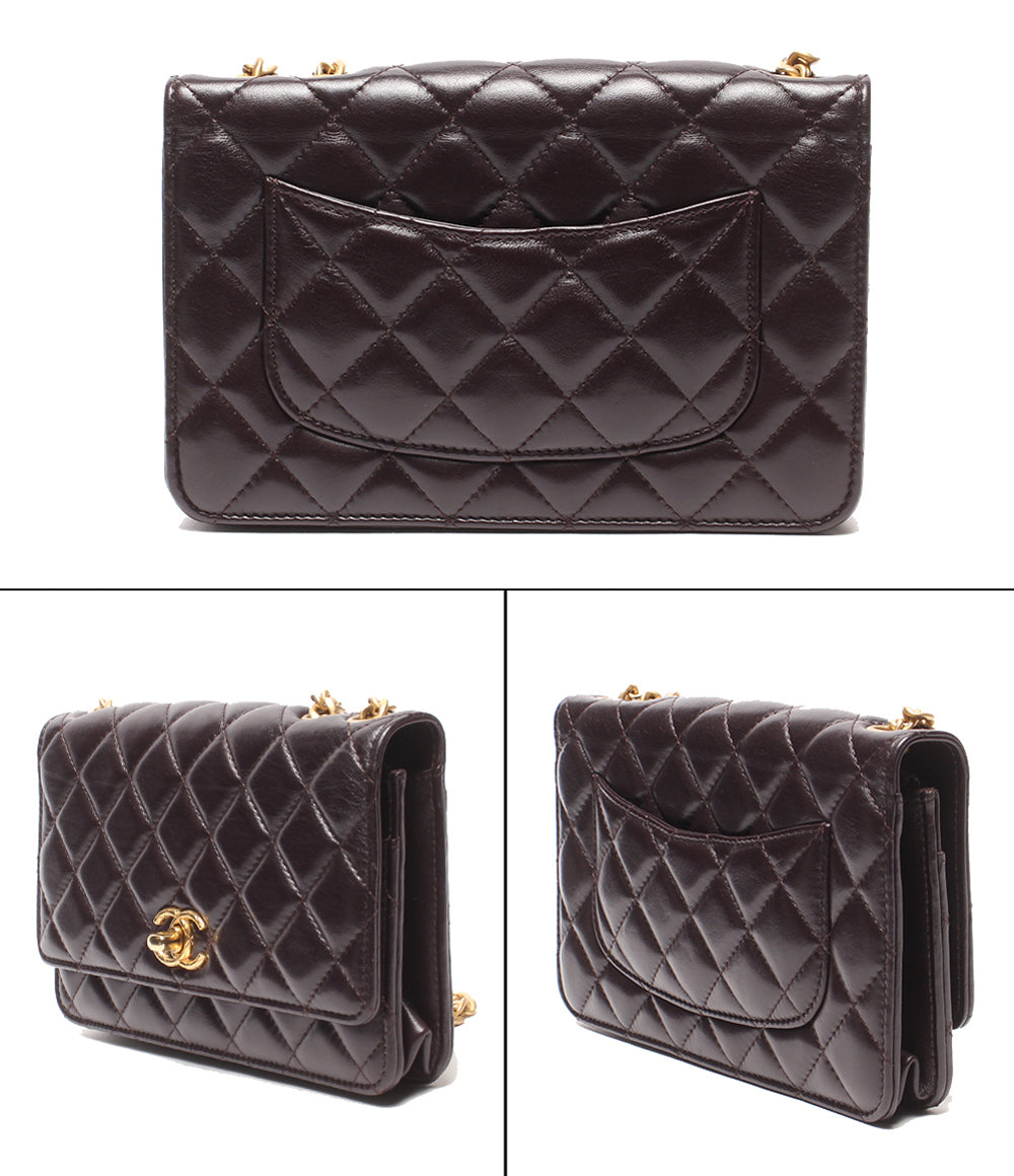 CHANEL チェーンウォレット ゴールド金具 マトラッセ ラムスキン AP3043 レディース シャネル