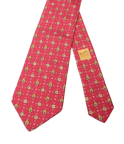 美品 HERMES ネクタイ シルク100％ 花柄 メンズ エルメス