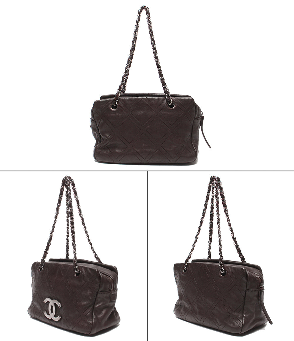 CHANEL チェーントートバッグ ショルダーバッグ 肩掛け シルバー金具 ダイヤモンドステッチ 10番台 レディース シャネル