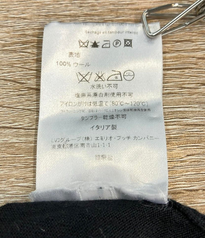 Emilio Pucci 長袖ワンピース ウール100% ゴールドバックル プリーツバスト 31KI60 レディース SIZE S エミリオ・プッチ