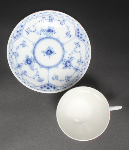 美品 Royal Copenhagen カップ＆ソーサー ブルーフルーテッド ハーフレース ロイヤルコペンハーゲン