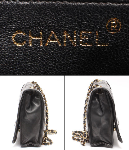 CHANEL チェーンショルダーバッグ 肩掛け ゴールド金具 シングルチェーン シングルフラップ マトラッセ ラムスキン レディース シャネル