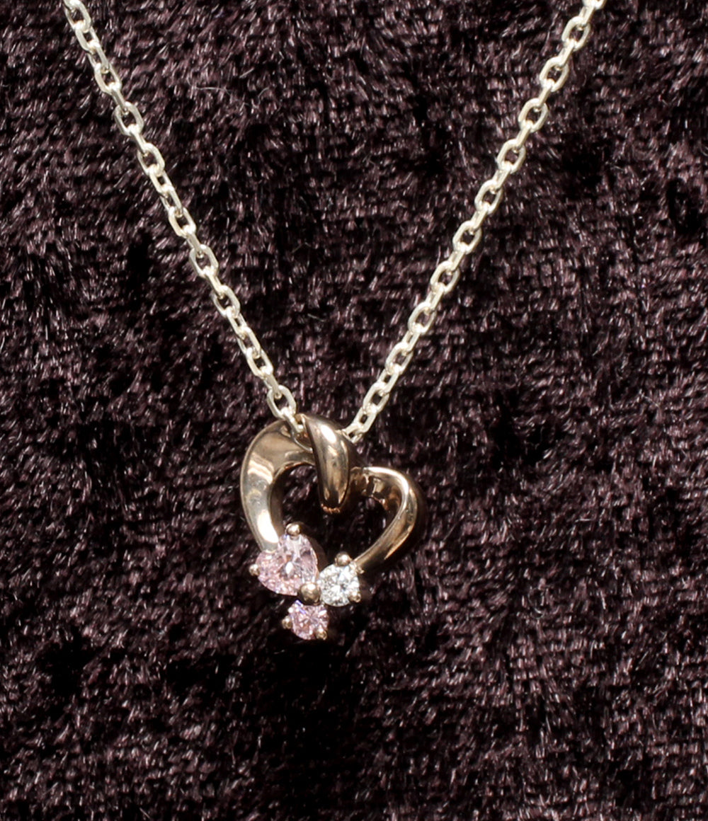 4℃ ネックレス SV PINK SILVER ピンクトルマリン ホワイトトルマリン ハートモチーフ レディース ヨンドシー