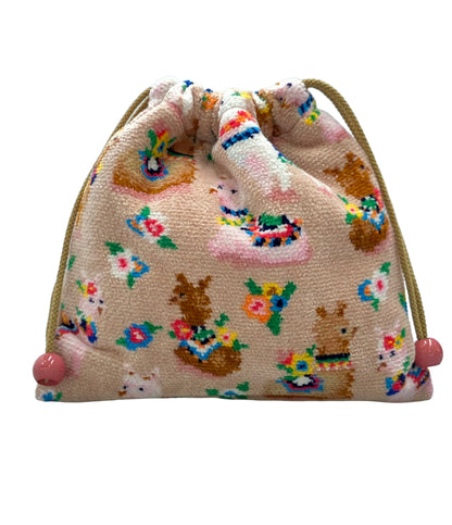 美品 FEILER 巾着ポーチ アルパカ柄 ラブラリー レディース フェイラー