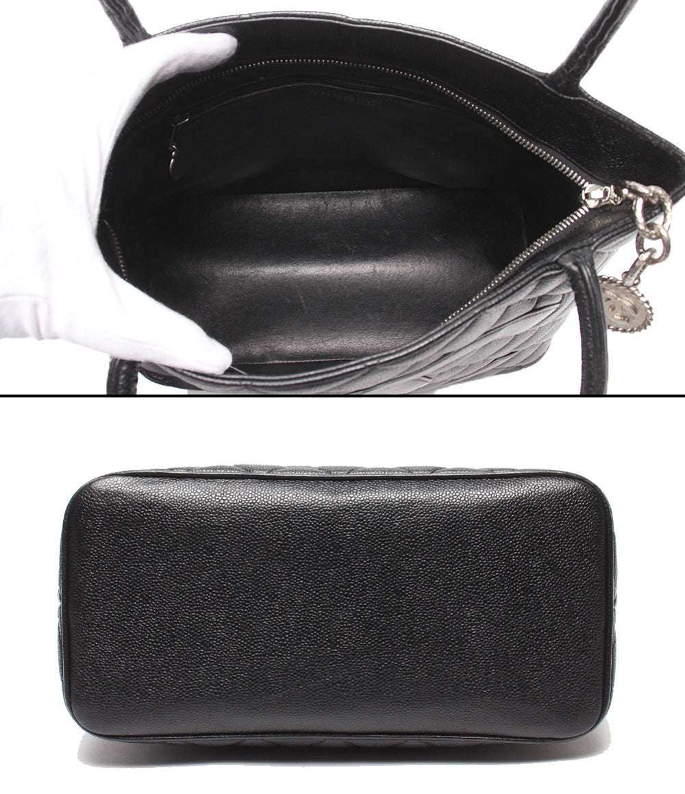 CHANEL トートバッグ シルバー金具 キャビアスキン マトラッセ 復刻トート ６番台 A01804 レディース シャネル