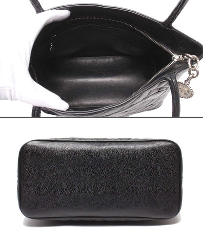 CHANEL トートバッグ シルバー金具 キャビアスキン マトラッセ 復刻トート ６番台 A01804 レディース シャネル