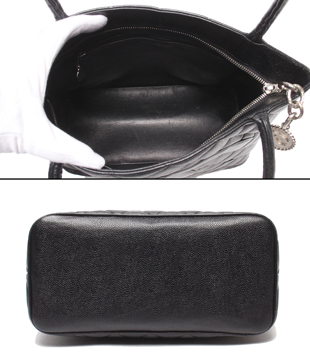 CHANEL トートバッグ シルバー金具 キャビアスキン マトラッセ 復刻トート ６番台 A01804 レディース シャネル