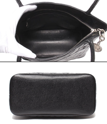 CHANEL トートバッグ シルバー金具 キャビアスキン マトラッセ 復刻トート ６番台 A01804 レディース シャネル
