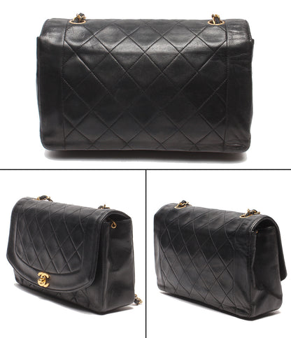CHANEL チェーンショルダーバッグ 肩掛け ゴールド金具 シングルチェーン シングルフラップ ダイアナ25 マトラッセ ラムスキン レディース シャネル