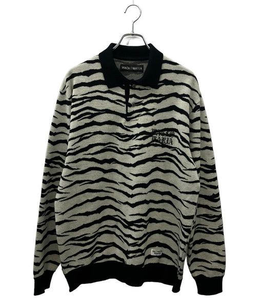 WACKO MARIA 長袖ポロシャツ タイガー柄 TIGER KNIT POLO SHIRT
