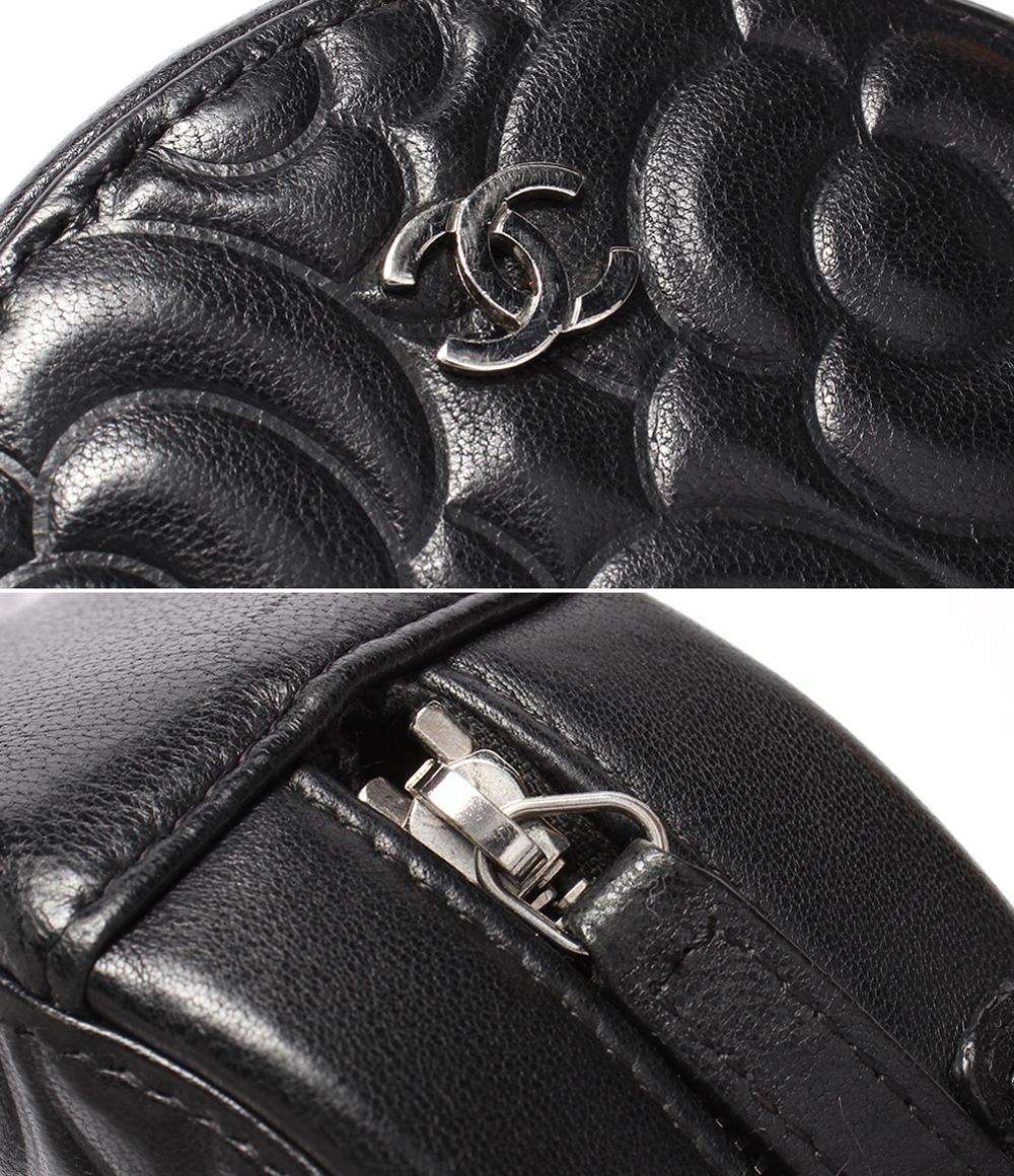 CHANEL チェーンショルダーバッグ カメリア ラウンドミニ ポシェット シルバー金具 27番台 ココマーク レディース シャネル
