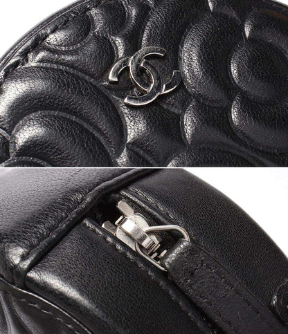 CHANEL チェーンショルダーバッグ カメリア ラウンドミニ ポシェット シルバー金具 27番台 ココマーク レディース シャネル