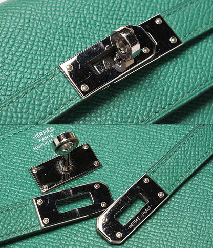 HERMES 長財布 シルバー金具 A刻印 ヴォーエプソン ヴェールジェイド ケリー ウォレット ロング レディース エルメス