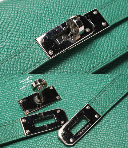 HERMES 長財布 シルバー金具 A刻印 ヴォーエプソン ヴェールジェイド ケリー ウォレット ロング レディース エルメス