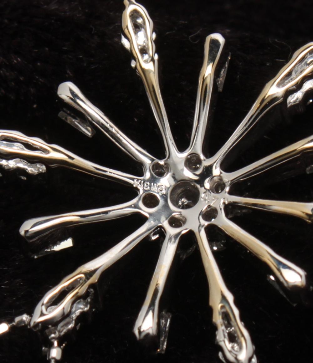 美品 ネックレス K18WG ダイヤ 0.70ct 雪モチーフ スノーモチーフ レディース