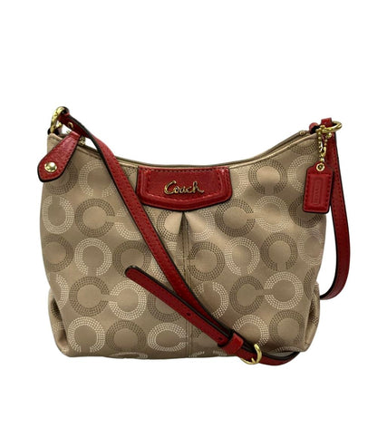 美品 COACH ショルダーバッグ 斜め掛け オプアート レディース コーチ