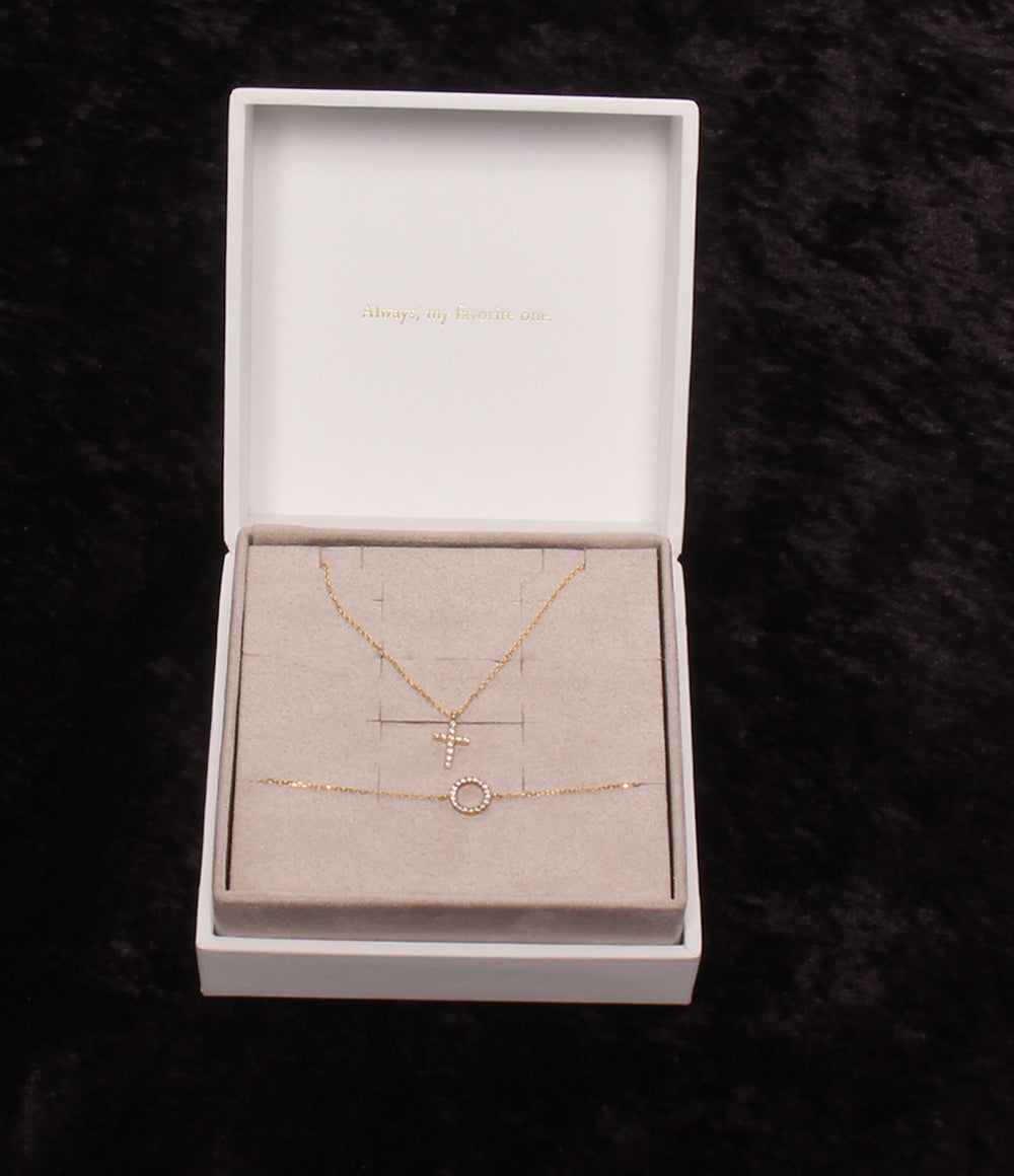 美品 ete ネックレス K18 ダイヤ 0.03ct ブレスレット K18 ダイヤ 0.05ct  2点セット レディース エテ