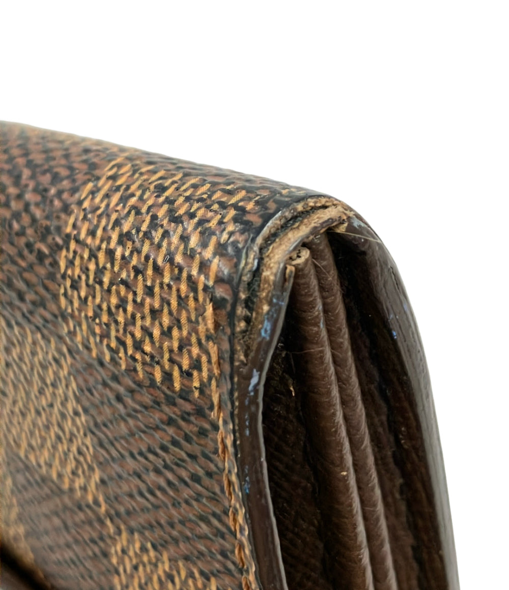 LOUIS VUITTON 長財布 ポシェット ポルト モネ クレディ ダミエ エベヌ