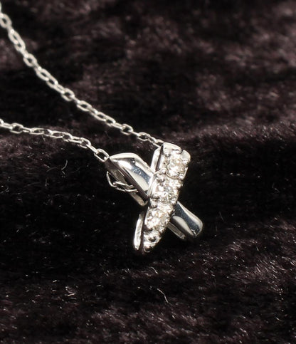 美品 ネックレス K18WG ダイヤ 0.07ct レディース