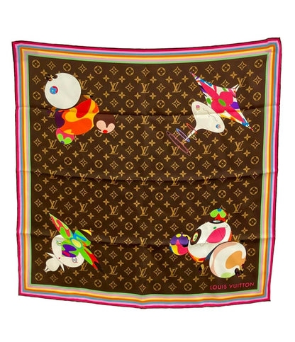 美品 LOUIS VUITTON スカーフ シルク100% LV×TM カレ70 スーパーフラット モノグラム M96274 レディース ルイ・ヴィトン