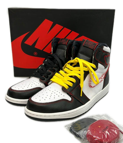 美品 Air Jordan NIKE ハイカットスニーカー ブラック/イエロー/ジムレッド エアジョーダン1 ハイ OG デファイアント CD6679-071 メンズ SIZE 28.0