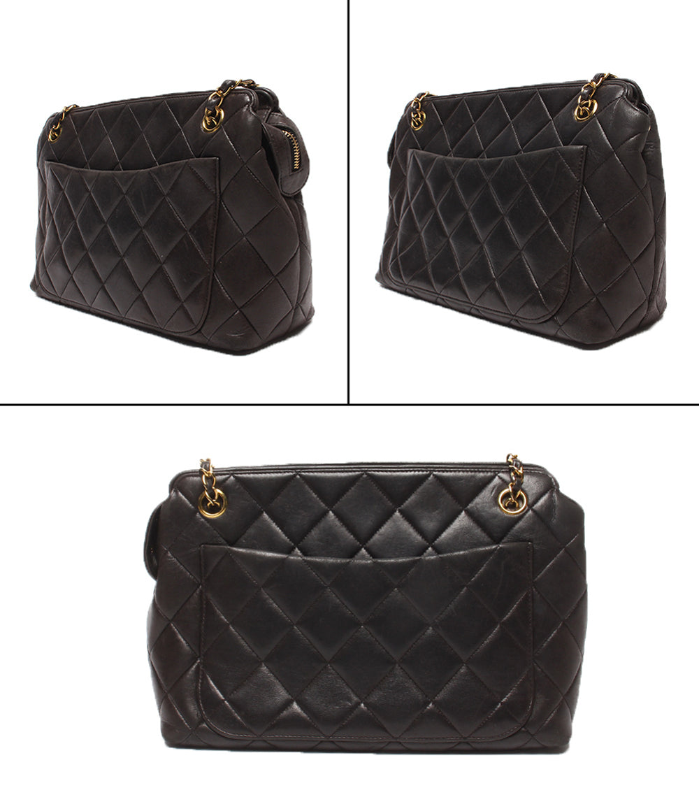 CHANEL チェーンショルダーバッグ 肩掛け ラムスキン ゴールド金具