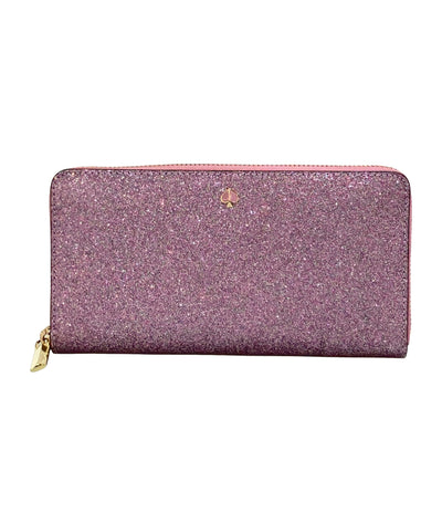 美品 Kate Spade ラウンドファスナー長財布 ラメ レディース ケイトスペード く