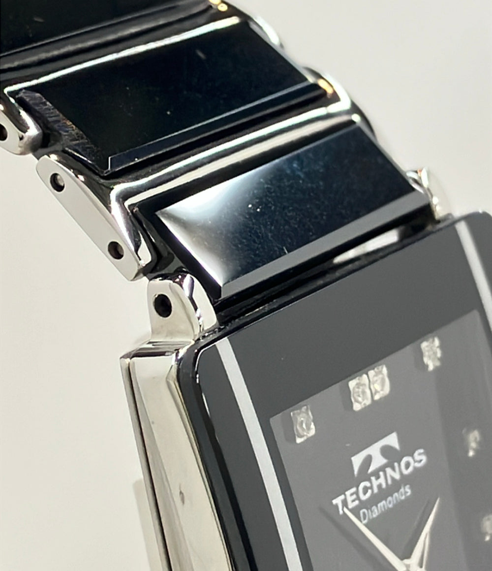 TECHNOS 腕時計 クオーツ ブラック T1048 メンズ テクノス
