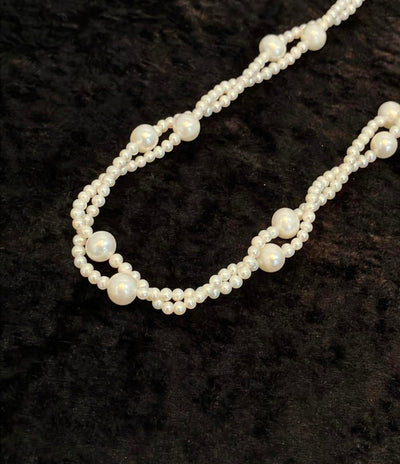 美品 2連ネックレス 淡水パール 4-10mm レディース