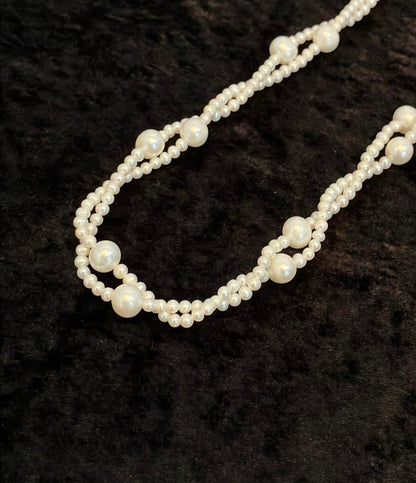 美品 2連ネックレス 淡水パール 4-10mm レディース