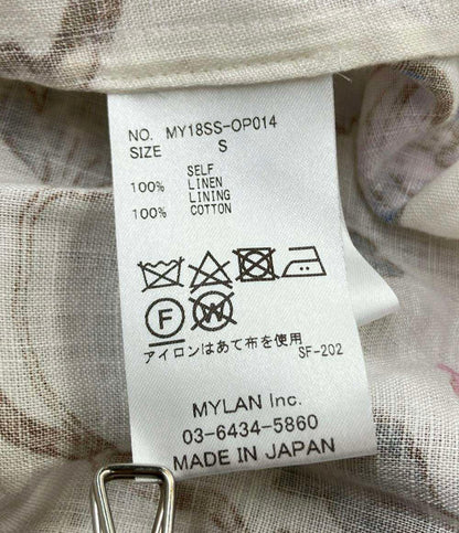 MYLAN 半袖ワンピース 花柄 リネン オリエンタルガーデンリリー MY18SS-OP014 レディース SIZE S マイラン