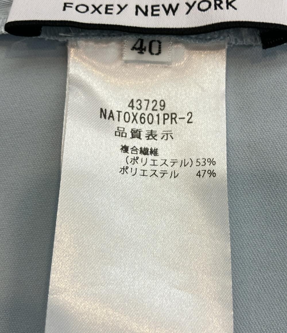美品 FOXEY NEW YORK 半袖シャツ Blouse Trinete  ベビーブルー 43729  NATOX601PR-2 レディース SIZE 40 (M) フォクシー ニューヨーク
