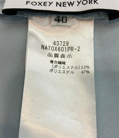美品 FOXEY NEW YORK 半袖シャツ Blouse Trinete  ベビーブルー 43729  NATOX601PR-2 レディース SIZE 40 (M) フォクシー ニューヨーク