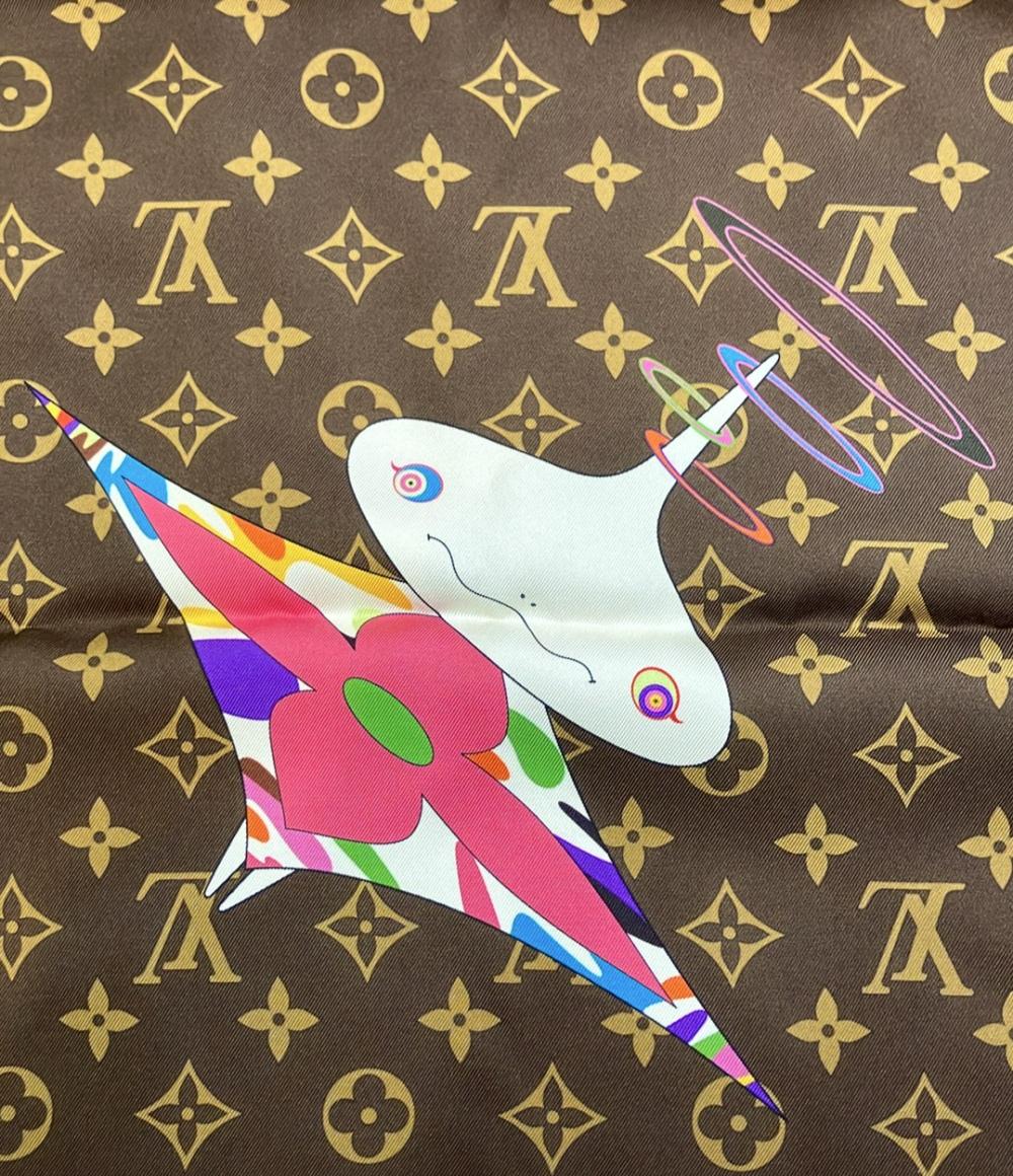 美品 LOUIS VUITTON スカーフ シルク100% LV×TM カレ70 スーパーフラット モノグラム M96274 レディース ルイ・ヴィトン