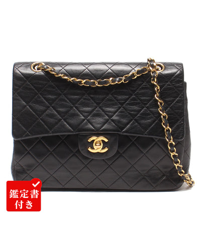 CHANEL チェーンショルダーバッグ 肩掛け 斜め掛け マトラッセ25 ゴールド金具 ダブルチェーン ダブルフラップ ラムスキン 1番台 レディース シャネル