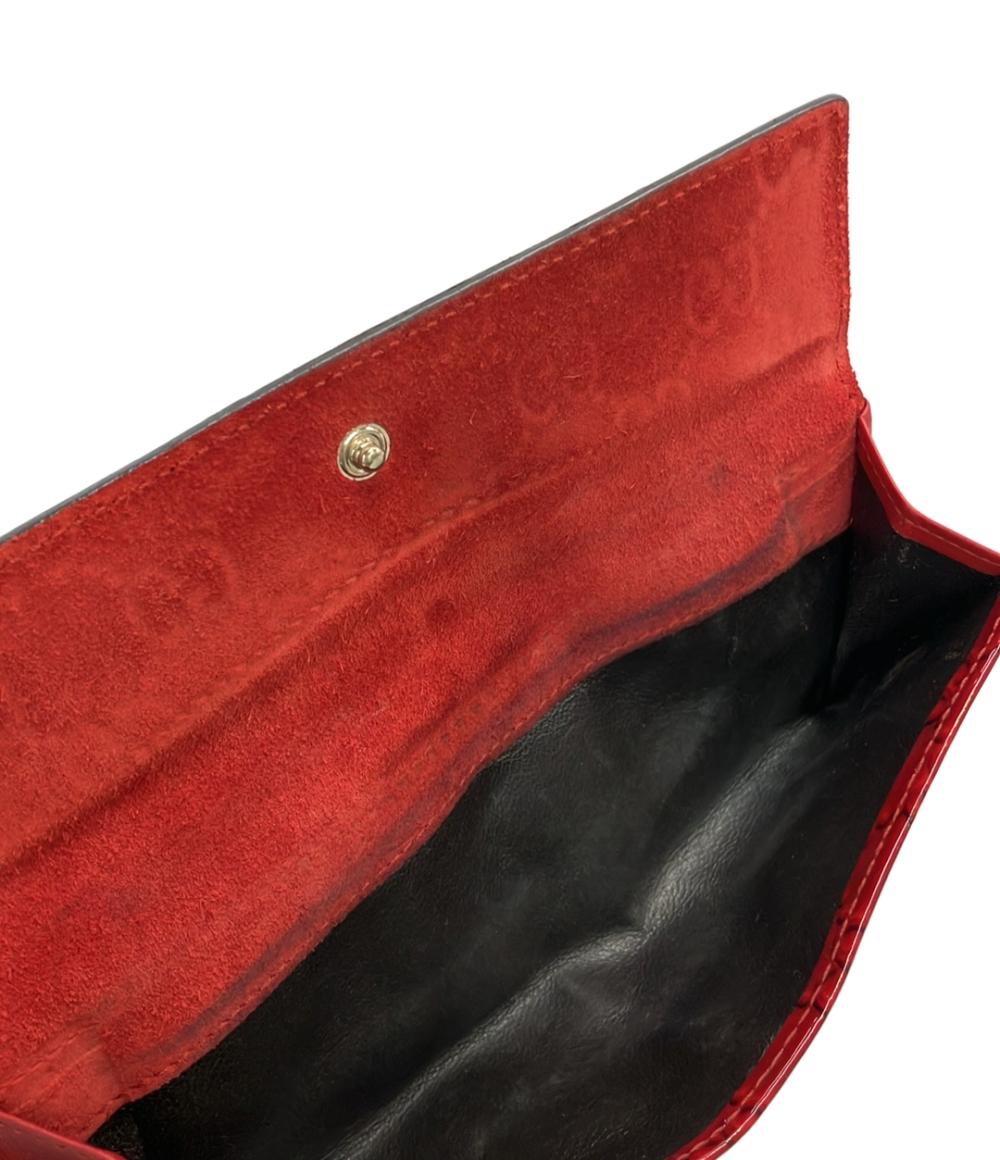 GUCCI ダブルホック 二つ折り長財布 エナメル グッチシマ 203550 0959