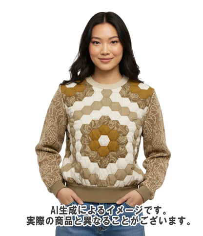 MAX MARA スウェットシャツ パターンコットン ヘキサゴン柄 切替ニット タグ付き 11-36-13718 レディース SIZE S マックスマーラ