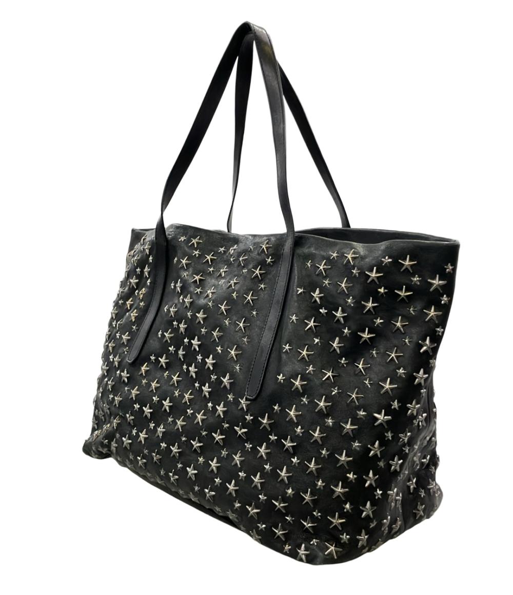 ロ*】様 ジミーチュウ　ピムリコロック　肩掛けトートバッグ ブルー黒レザーパンチ Jimmy Choo トートバッグ ショルダーバッグ 肩掛け ピムリコトート